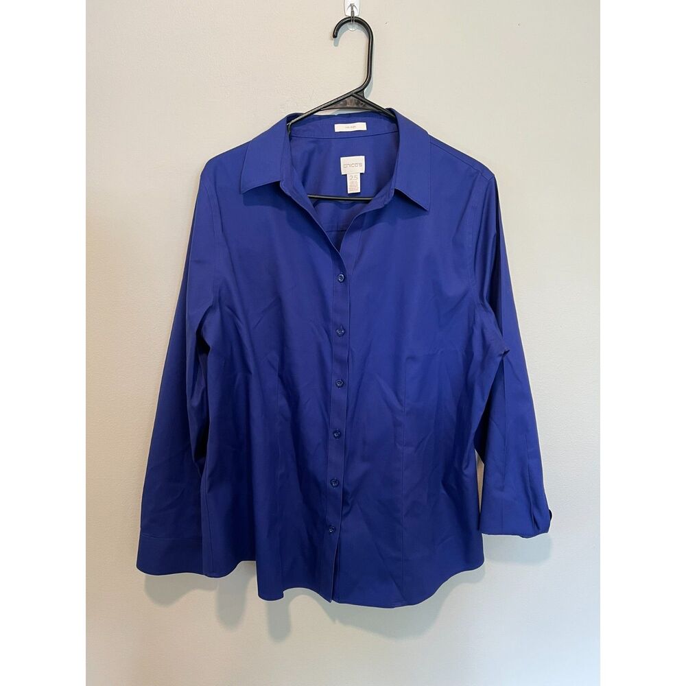 Chico’s Cobalt Blue No-Iron Shirt Size 2.5